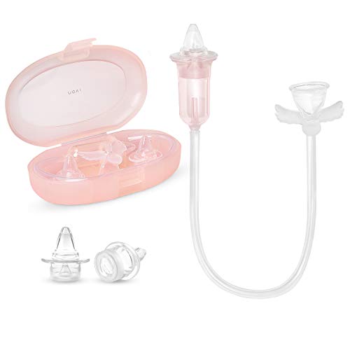 Ncvi Baby Nasal Aspirator Clears Mucous , Effective Nose Cleaner Snot Sucker With Storage Box Best Baby Shower Gift (pink)