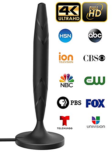 [newest 2020] Amplified 4k Full Hd Digital Indoor Smart Tv Antenna – 60 120 Miles Range Support 4k 1080p And Older Tv's Powerful Hdtv Best Amplifier Signal Booster – 9.8ft Coax Cable