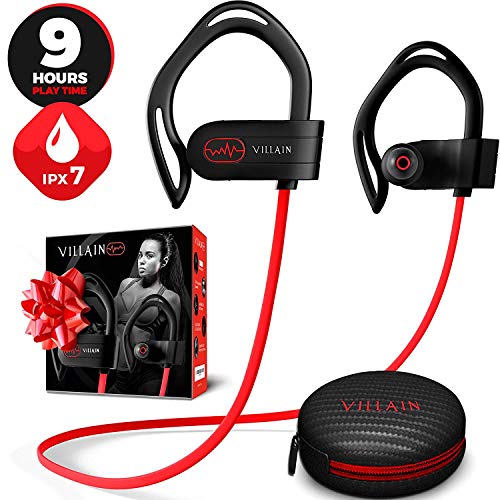 [newest 2020] Villain X6 Bluetooth 5.0 Wireless Earbuds Aptx Hifi Sound & Clear Thumping Bass Best Headphones For Sport, Running, Gym, Workout Ipx7 Waterproof Earphones With Microphone