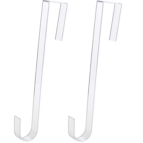 Non Scratch, 100% Clear 12 In Wreath Hanger 2 Pack. Slim Christmas Wreaths Holders For Hanging Fall Halloween Decorations Over Front Or Garage Door. Best Long Hooks For Indoor Or Outdoor Home DÃcor