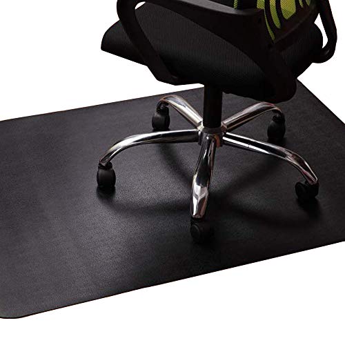 Office Chair Mat For Hardwood And Tile Floor, Black, Anti Slip, Non Curve, Under The Desk Mat Best For Rolling Chair And Computer Desk, 47 X 35 Rectangular Non Toxic Plastic Protector, Not For Carpet