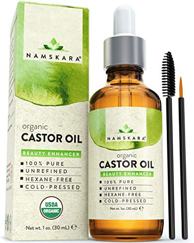 Organic Castor Oil Usda Certified Organic 100% Pure, Cold Pressed, Extra Virgin, Hexane Free. Best Carrier Oil For Eyelashes, Hair, Eyebrows & Skin (1oz)