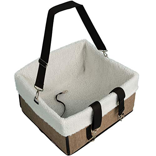 Paws & Pals Dog Car Seat, Sturdy Booster Hammock For Vehicles W/clip On Safety Leash Harness & Seatbelt, Pet Basket Carseat Best For Small/medium Dogs, Little Puppy Or Cats Safety On Cars Beige