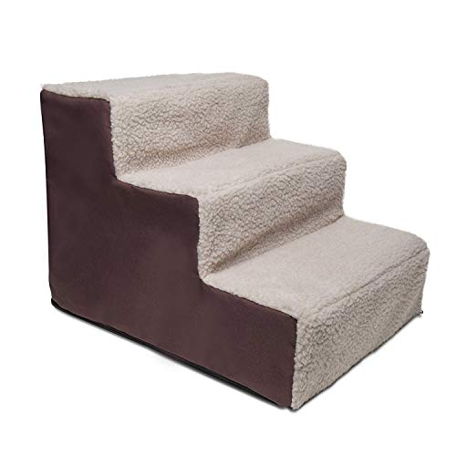 Paws & Pals Dog Stairs Sturdy, Non Skid, No Assembly, Wide Pet Step Ladder Best For S/m/l/x Large, Young & Older Cat & Dogs Up To 150 Lb To Get Up On High Bed 3 Step Stepping Stool Ramp Beige