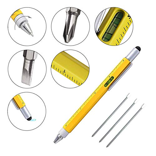 Personalized Funny Gifts For Men Dad, Morning Tree Best Christmas Gifts Tech Gadgets, 6 In 1 Multi Tools For Men, Cool Pens Tools For Dad, Small Novelty Gifts (yellow)