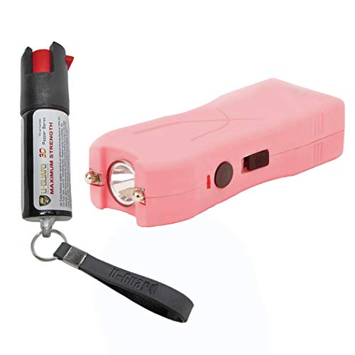 Pocket Taser Pepper Spray Kit (1) High Volt Amp Mini Stun Gun Flashlight (1) Police Strength Pocket Keychain 1/2 Oz Tear Gas Best Self Defense Weapons For Women Or Men Taser Color (pink)