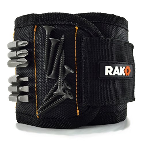Rak Magnetic Wristband With Strong Magnets For Holding Screws, Nails, Drill Bits Best Unique Tool Gift For Men, Diy Handyman, Father/dad, Husband, Boyfriend, Him, Women (black)