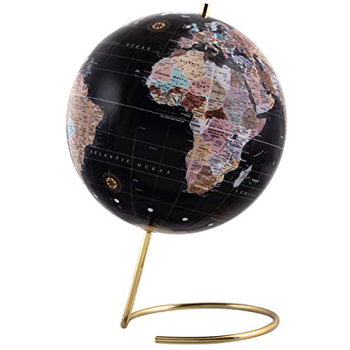 Refinery & Co. Desktop Globe, Vintage Style Tabletop Home Or Office Décor, Contemporary Decorative Spinning World With Gold Polished Brass Base, Best Wanderlust Gift For Traveler Or Jetsetter