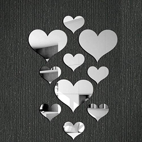 Removable Wall Sticker Clearance Sale, Libermall 10pcs Acrylic Love Heart 5d Mirror Wall Sticker Home Room Decor Wall Windows Door Mural Decal Sticker, Best For Family Room Art Decor Wall Stickers