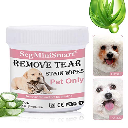 Segminismart Pet Eye Wipes, Pet Tear Stain Wipes, Pet Wipes, Pet Eye Stain Remover Wipes For Dogs Cats, Best Natural Eye Crust Treatment For White Fur, 100 Pre Soaked Cotton Pads