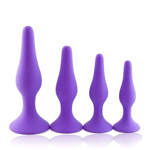 Set Of 4 Soft Silicone Bu~tt P~lu~g Toys Stimulator Trainer Kit 4 Pcs Pack Best Idea For Gift For Women Purple