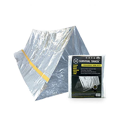 Sharpsurvival Emergency Survival Shelter Tent | 2 Person Mylar Thermal Shelter | 8’ X 5’ All Weather Tube Tent | Reflective Material Conserves Heat | Lightweight | Waterproof | Best Survival Gear