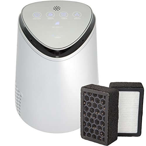 Silveronyx 3 In 1 Air Purifier For Home With True Hepa Carbon Filter, Uv Light, Ionizer. Best Air Cleaner For Allergies And Pets, Smoke, Dust, Mold, Smokers. Quiet Air Filtration 2 Speed. Silver
