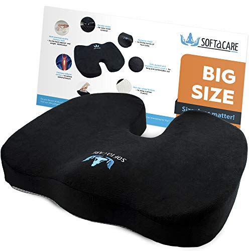 Softacare Best Seat Cushion Big Cushion Seat Office Chair Cushion 18"x16"x3 1/2" Chair Pillow Memory Foam! Ideal Car Seat Cushion Coccyx Cushion Relieve Your Pain Size Has The Meaning (black)