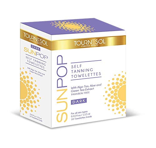 Sunpop Self Tanning Towelettes 10 Count (dark) Aloe Vera & Green Tea Infused Self Tanning Body Wipes Best Sunless Self Tanner Best Full Body & Face Tanner Easy Streak Free Application