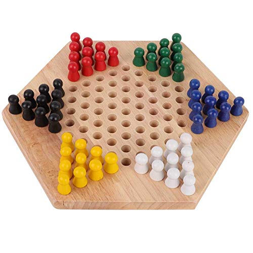 T Best Wooden Checkers, Indoor/outdoor Colorful Checkers Set Kids Educational Board Game Chinese Checkers Classic Halma Chinese Checkers Strategy Family Game