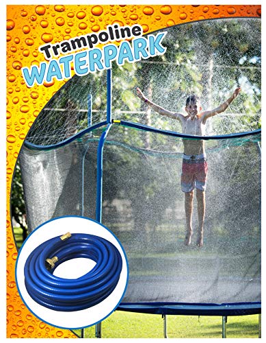 Trampoline Waterpark Heavy Duty Sprinkler Hose Fun Summer Outdoor Water Game Toys Accessories Best For Boys & Girls And Adults Made To Attach On Safety Net Enclosure Tool Free