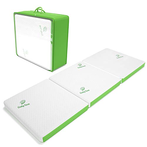 Tri Fold Folding Mattress W/storage & Carry Case Best As Kids Guest Bed, Camping, Rv, Cot, Floor Mat Ultra Soft Removable Washable Cover, Foldable, Portable & Compact [75 X 25 X 4 Inch]