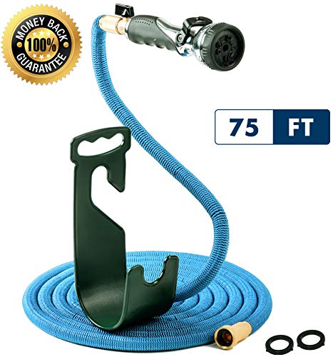 Vela Water Hose 75 Ft Expandable Garden Hose Hose Holder High Pressure Washer Spray Nozzle With 9 Settings Best As Seen On Tv Heavy Duty Kink Free Flex Hose For Car Washing Watering Hose