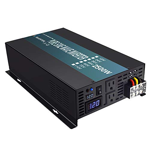 Wzrelb 2500 Watt 12v Pure Sine Wave Inverter, Automotive Car Power Inverter,dual 120v Ac Outlets, Dc To Ac,best Back Up Power Supply For Rv,home,office