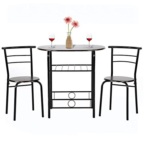 3pc Kitchen Small Table Contemporary Dining Set, Metal Frame Luxurious And Retro Oval Wood Kitchen Tabletop And 2 Chairs For Home Or Hotel Dining Room, Kitchen Or Bar Space Saver Best Dining Set