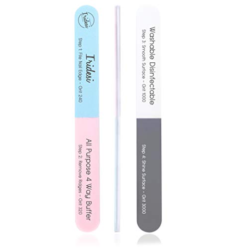 4 Way Nail File And Buffer, 7 Inches Long, All Purpose, Best For Natural Nails, Save Time And Money, 4 Fingernail Files In 1, Professional Care Manicure Tools By Iridesi, 12 Pack