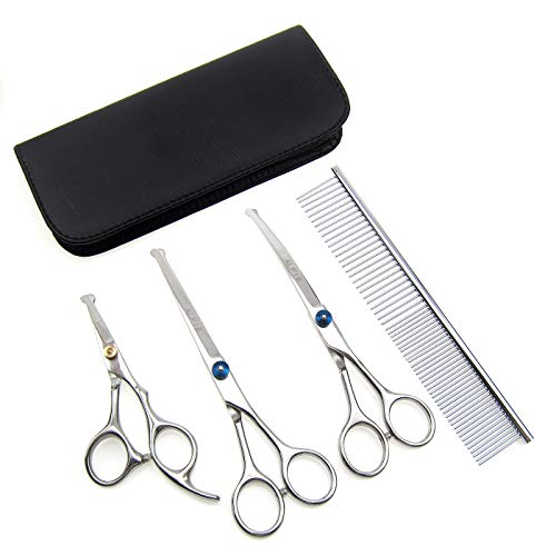 Alfie Pet Ellie 5 Piece Set Dog Grooming Kit, Safety Round Tip, Heavy Duty Stainless Steel, Cat Dog Grooming Scissors Set, Best Pet Grooming Shears For Full Body
