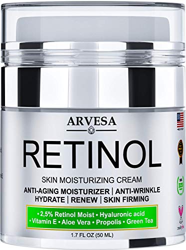 Anti Aging Retinol Moisturizer Cream For Face, Neck & Décolleté Made In Usa Wrinkle Cream For Women And Men With Hyaluronic Acid And Active Retinol 2.5% Best Day And Night Results In 4 Weeks