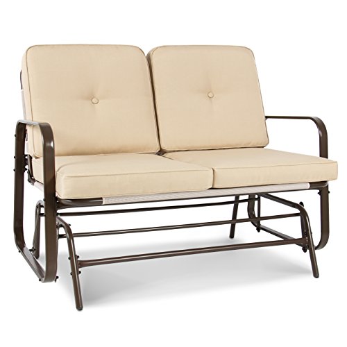 Best Choice Products 2 Person Outdoor Patio Glider Loveseat Rocking Chair W/uv Resistant Cushions Beige
