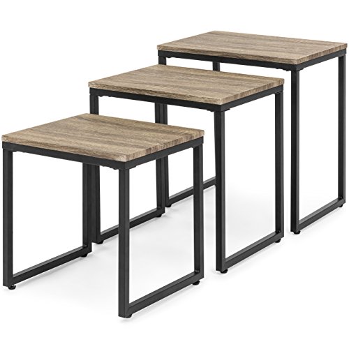 Best Choice Products 3 Piece Modern Stackable Nesting Coffee Accent End Table Living Room Furniture Lounge Set Brown
