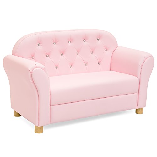 Best Choice Products 36in Upholstered Tufted Mini Sofa Couch For Kids, Toddlers, Nursery, Playrooms W/gem Studs