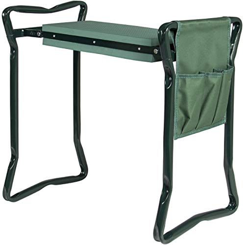 Best Choice Products Lightweight Multipurpose Foldable Garden Stool Kneeler W/eva Foam Pad Seat, Bonus 3 Pocket Tool Pouch, And Sturdy Steel Frame, Green