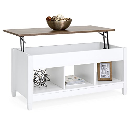 Best Choice Products Modern Home Coffee Table Furniture W/hidden Storage And Lift Tabletop White/brown