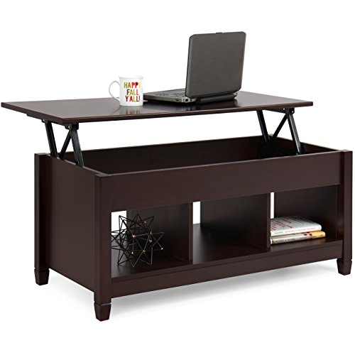 Best Choice Products Wooden Modern Multifunctional Coffee Dining Table For Living Room, Décor, Display W/hidden Storage And Lift Tabletop, Espresso