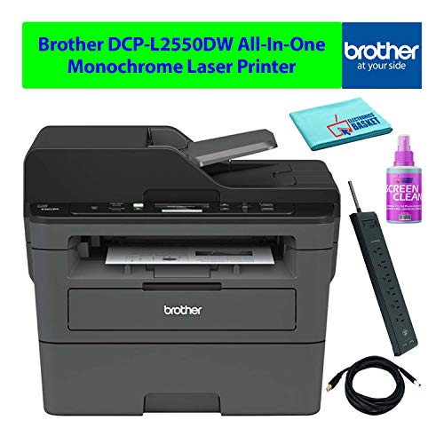 Brother Dcp L2550dw All In One Aio Compact Multifunction Wireless Monochrome Laser Printer With Auto Duplex Best Value Bundle Includes Essential Cleaning Kit + More