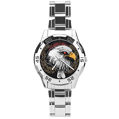 Classic Three Hand Quartz Watch With Stainless Steel Strap,dial Cool Eagle,adjustable Automatic Strap,silver,for Unisex,best Gift (41mm) L36n34h7dxms