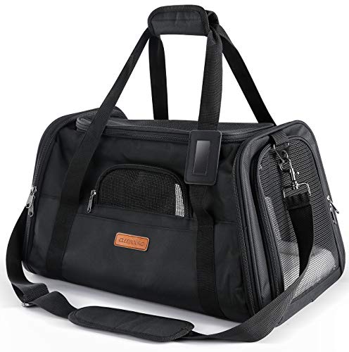 Cleebourg Cat Carrier Dog Carriers, Airline Approved Travel Pet Bag, Collapsible Soft Sided Kennel With Reflective Side Strip, Mesh Window And Escape Proof Buckle, Best For Small Medium Cats Dogs