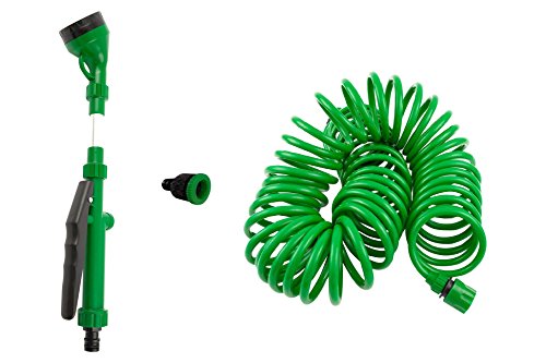 Coiled Garden Hose With Quick Connect 5 Pattern Sprayer Flexible Water Hose Expanding, No Kink Hose, Best Yard, Rv, Gardening Gifts For Men Or Women – Outdoor And Lightweight 3/8 X 50ft Hose Set