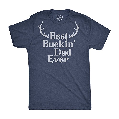 Crazy Dog T Shirts Mens Best Buckin Dad Ever Antlers T Shirt Funny Fathers Day Hunting Tee For Guys (heather Navy) S