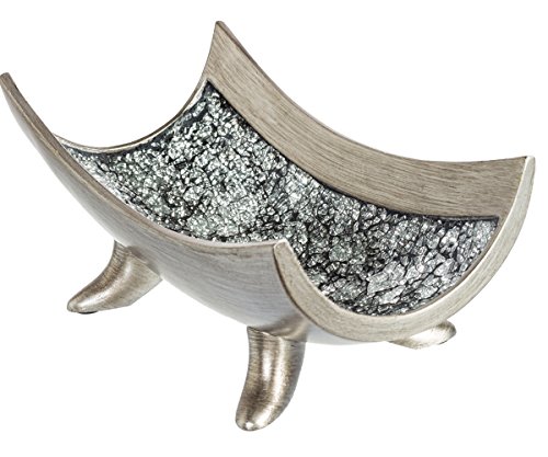 Creative Scents Schonwerk Centerpiece Bowl Crackled Mosaic Design Functional Table Decorations Centerpieces For Dining/living Room Best Wedding/birthday (silver)