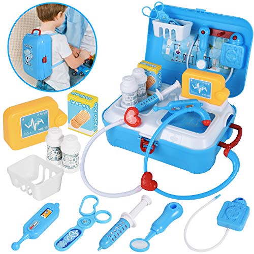 Doctor Kit For Kids ,17 Pcs Realistic Pretend Kid Doctor Play Set, Medical Kit With Portable Backpack , Educational Toy Set For Age 3 Years And Up,best Present For Boys And Girls