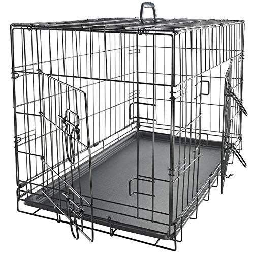 Dog Crates For Medium Dogs Dog Crate 30" Pet Cage Double Door Best For Big Pets Wire Metal Kennel Cages With Divider Panel & Tray In Door Foldable & Portable For Animal Out Door Travel