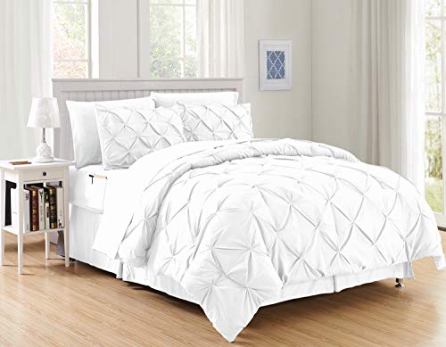 Elegant Comfort Luxury Best, Softest, Coziest 8 Piece Bed In A Bag Comforter Set On Amazon Silky Soft Complete Set Includes Bed Sheet Set With Double Sided Storage Pockets, Full/queen, White