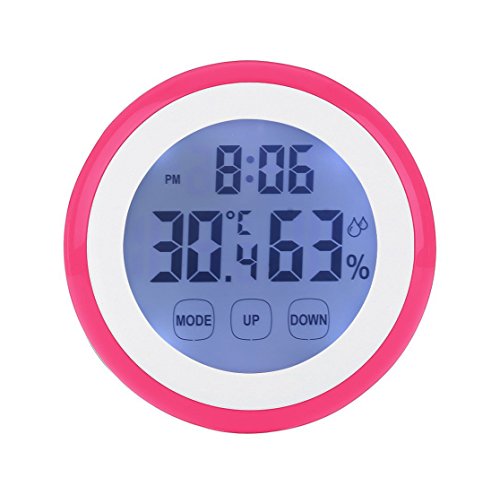 Enjoy Best Time Digital Weather Station Wall Clock With Indoor Thermometer Humidity Mini Size Touch Screen Thermometer Hygrometer Loud Alarm Clocks For Kids Pink