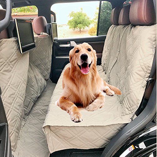 Formosa Covers Quilted And Padded Dog Pet Car Seat Cover With Comforting Fabric And Non Slip Backing Best For Car Truck And Suv Travel With Your Pet Mess Free Universal Fit 56" Wx94 L, Taupe