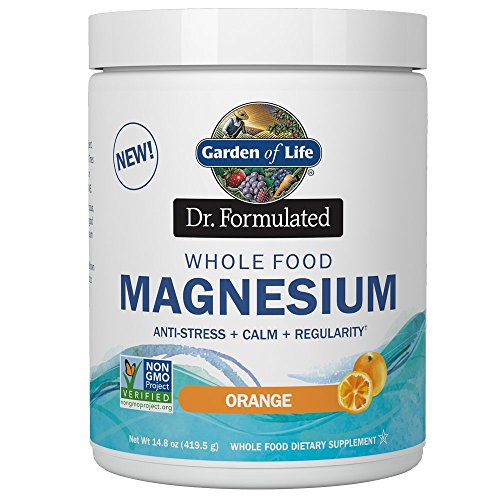 Garden Of Life Dr. Formulated Whole Food Magnesium 419.5g Powder Orange, Chelated, Non Gmo, Vegan, Kosher, Gluten & Sugar Free Supplement With Probiotics Best For Anti Stress, Calm & Regularity
