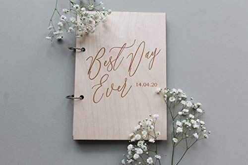 Georgia Barnard 8" X 12" Personalized Wedding Guest Book, Best Day Ever Guestbook, Cursive Guest Book, Wooden Guestbook, Modern Guest Book, Calligraphy Guest Book, Custom Guestbook