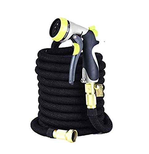 Greenfriendlyhome 2019 50ft Expandable Garden Hose, Flexible Expanding Water Hose, Strongest Double Latex Core And Fabric, Solid Brass Fittings, Metal Nozzle, Best Portable Compact Retractable Hose