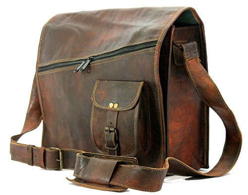 Handmade World Vintage Brown 15" Leather Messenger Bag For Men Women Mens Briefcase Laptop Best Computer Satchel Bags