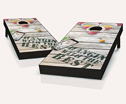 Hangin With The Best Beer Pong Cornhole Boards Regulation Size Game Set Baggo Bean Bag Toss + 8 Aca Regulation Bags